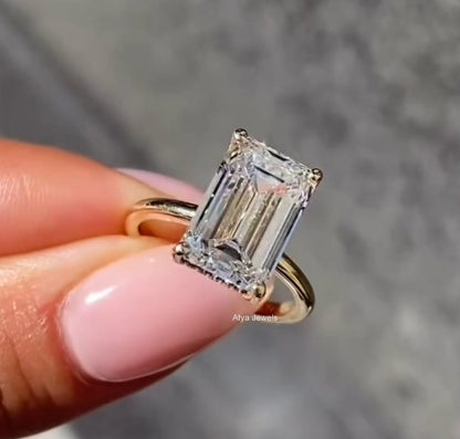 4.00 CT Emerald Cut Moissanite Engagement Ring