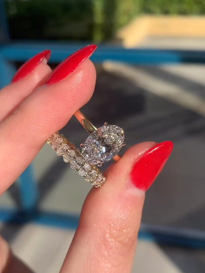 3.00 CT Oval Cut Moissanite Engagement Wedding Bridal Ring Sets