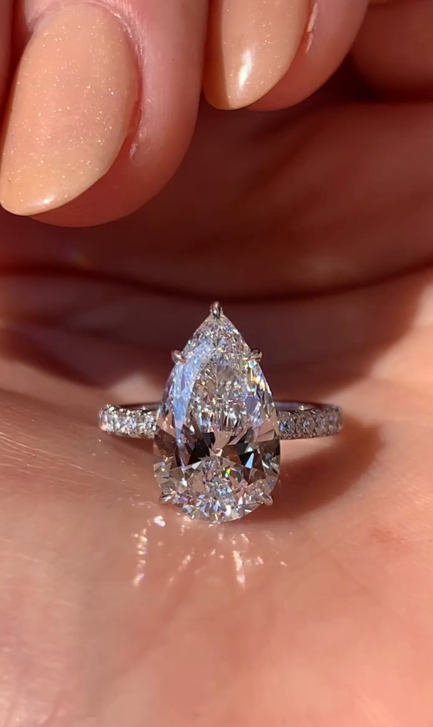 3.00 CT Pear Cut Moissanite Engagement Ring