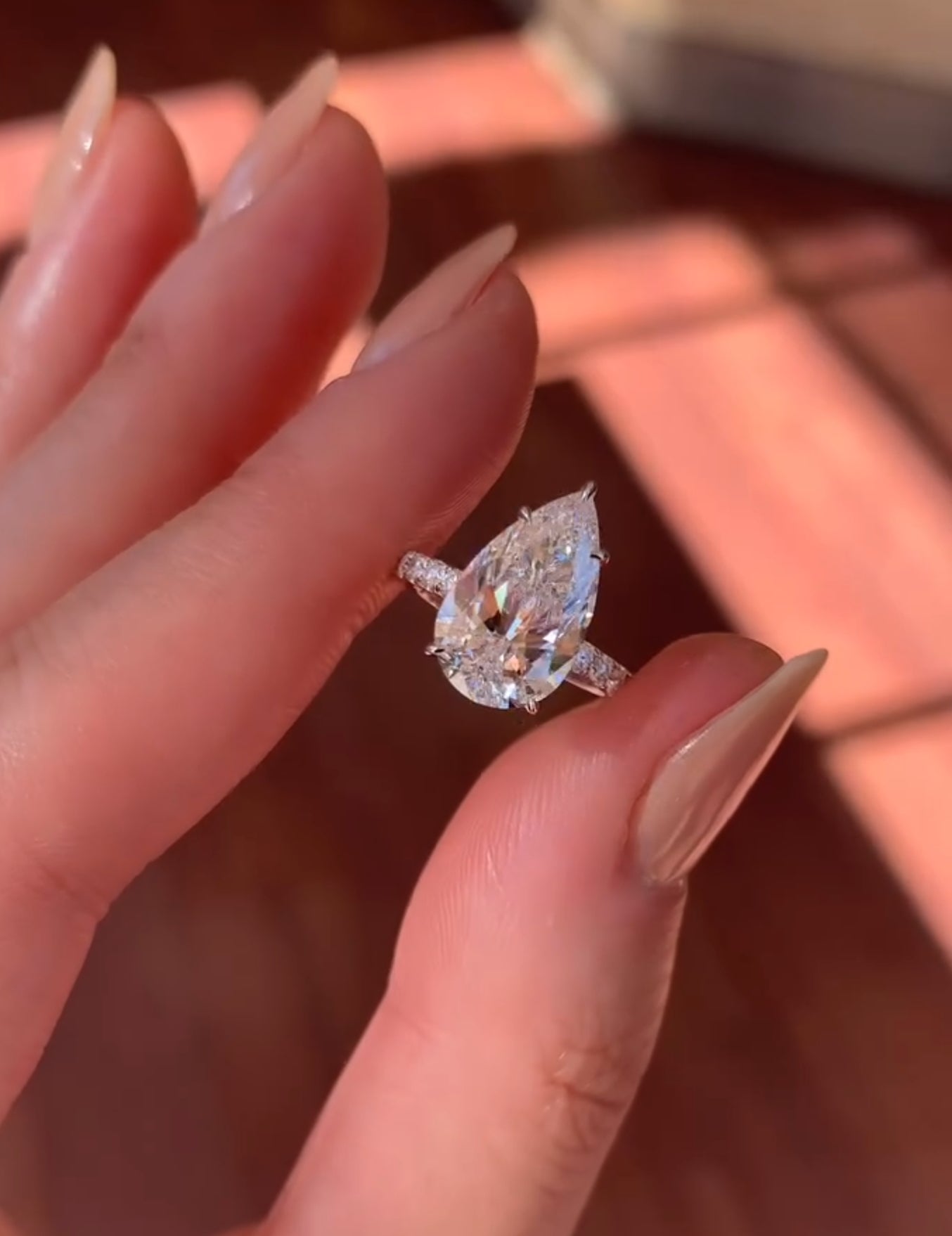 3.00 CT Pear Cut Moissanite Engagement Ring