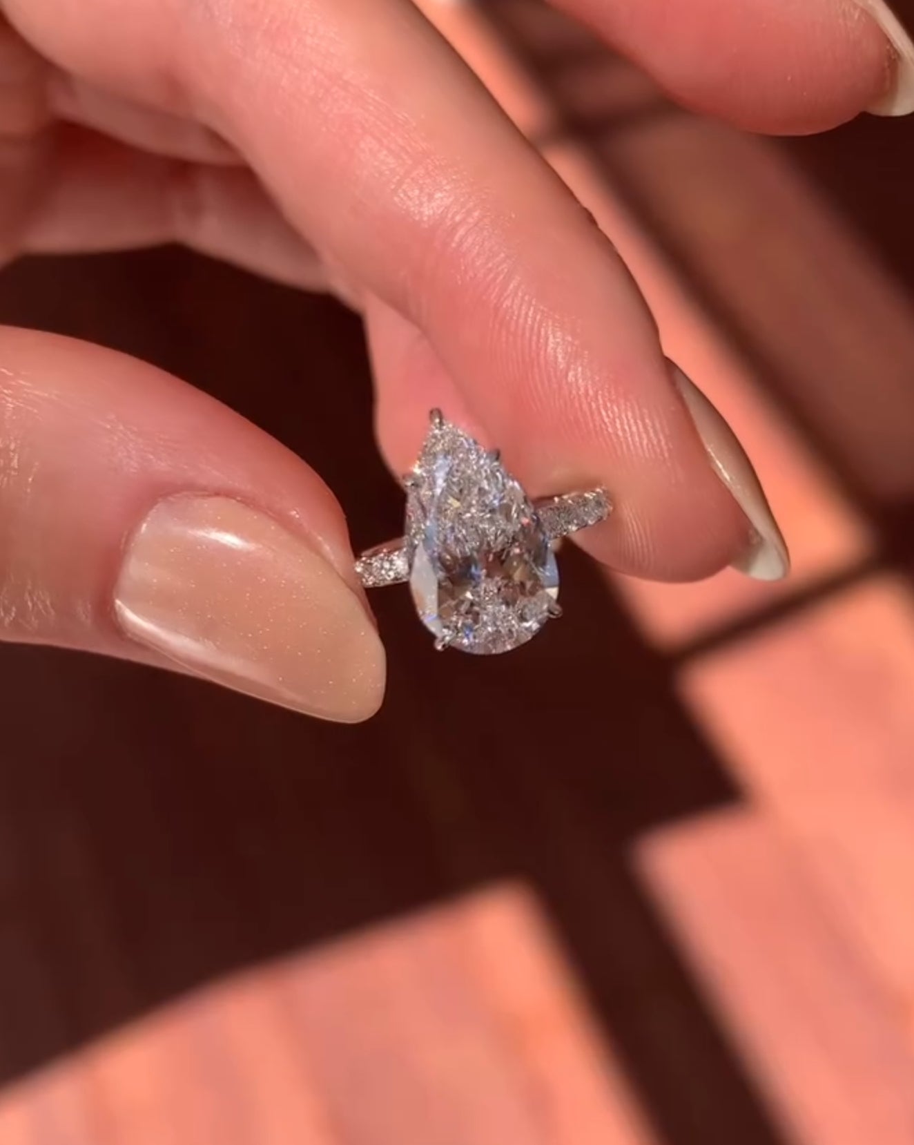 3.00 CT Pear Cut Moissanite Engagement Ring