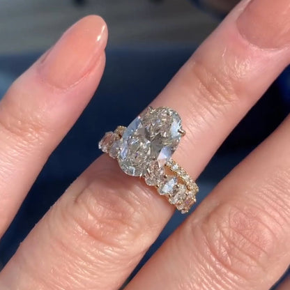3.00 CT Oval Cut Moissanite Bridal Ring Set