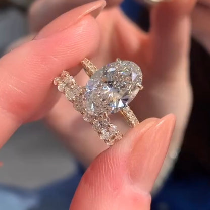3.00 CT Oval Cut Moissanite Bridal Ring Set