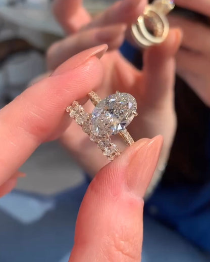 3.00 CT Oval Cut Moissanite Bridal Ring Set
