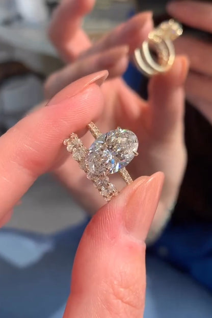 3.00 CT Oval Cut Moissanite Bridal Ring Set