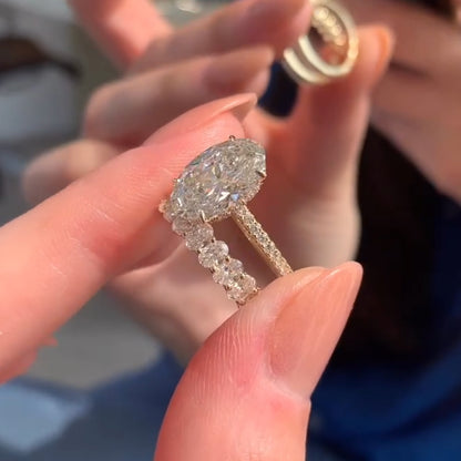 3.00 CT Oval Cut Moissanite Bridal Ring Set