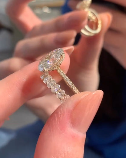 3.00 CT Oval Cut Moissanite Bridal Ring Set