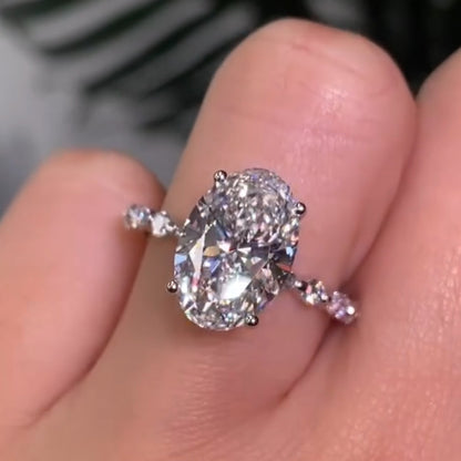 3.50 CT Oval Cut Moissanite Diamond Hidden Halo Engagement Ring