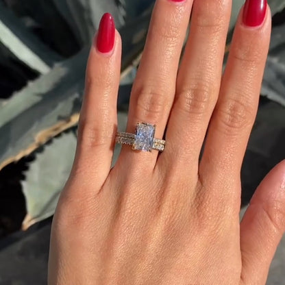 3.00 CT Radiant Cut Moissanite Engagement Bridal Ring Set
