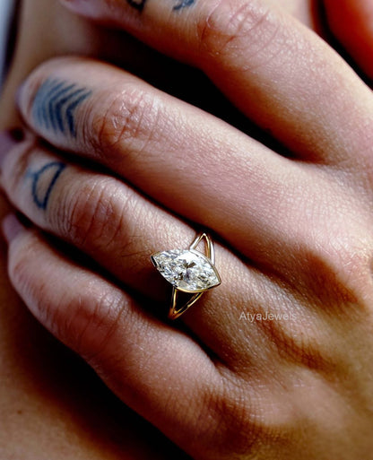 3.50 CT Marquise Cut Moissanite Anniversary Ring