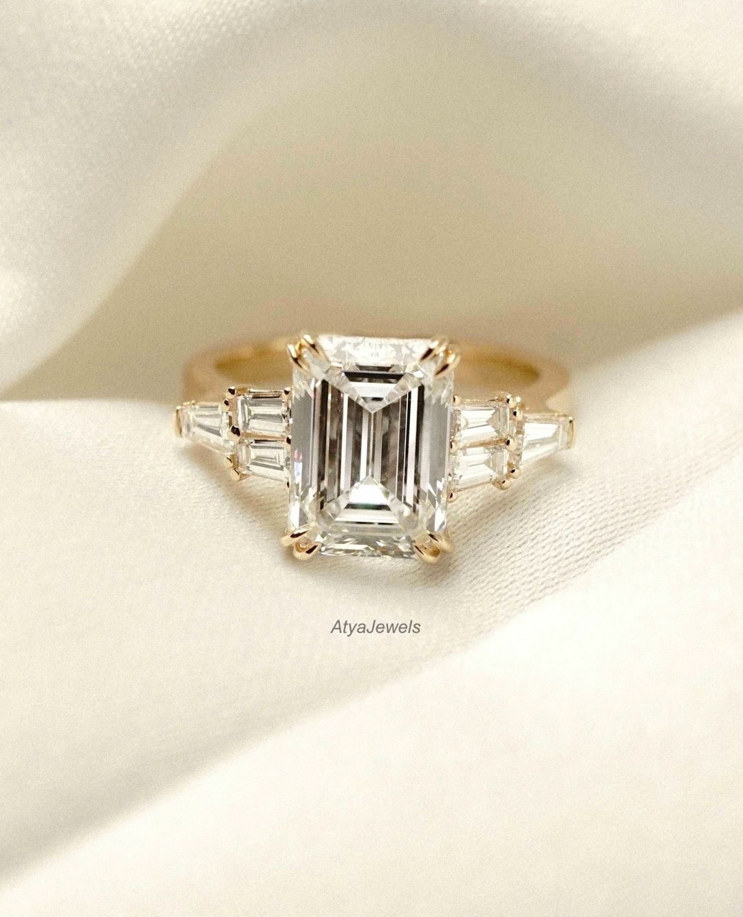 2.50 CT Emerald Cut Moissanite Engagement Ring