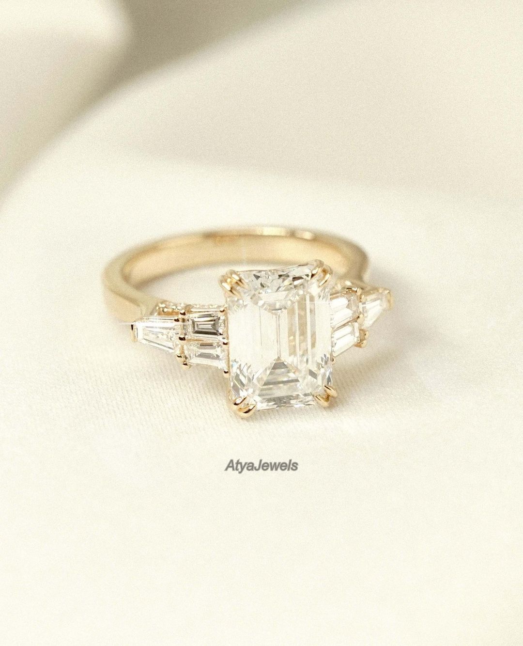 2.50 CT Emerald Cut Moissanite Engagement Ring