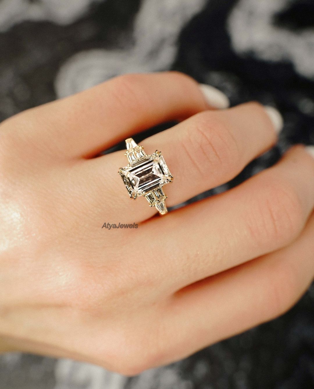 2.50 CT Emerald Cut Moissanite Engagement Ring