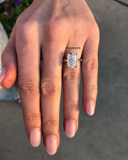 4.00 CT Radiant Cut Moissanite Engagement Ring
