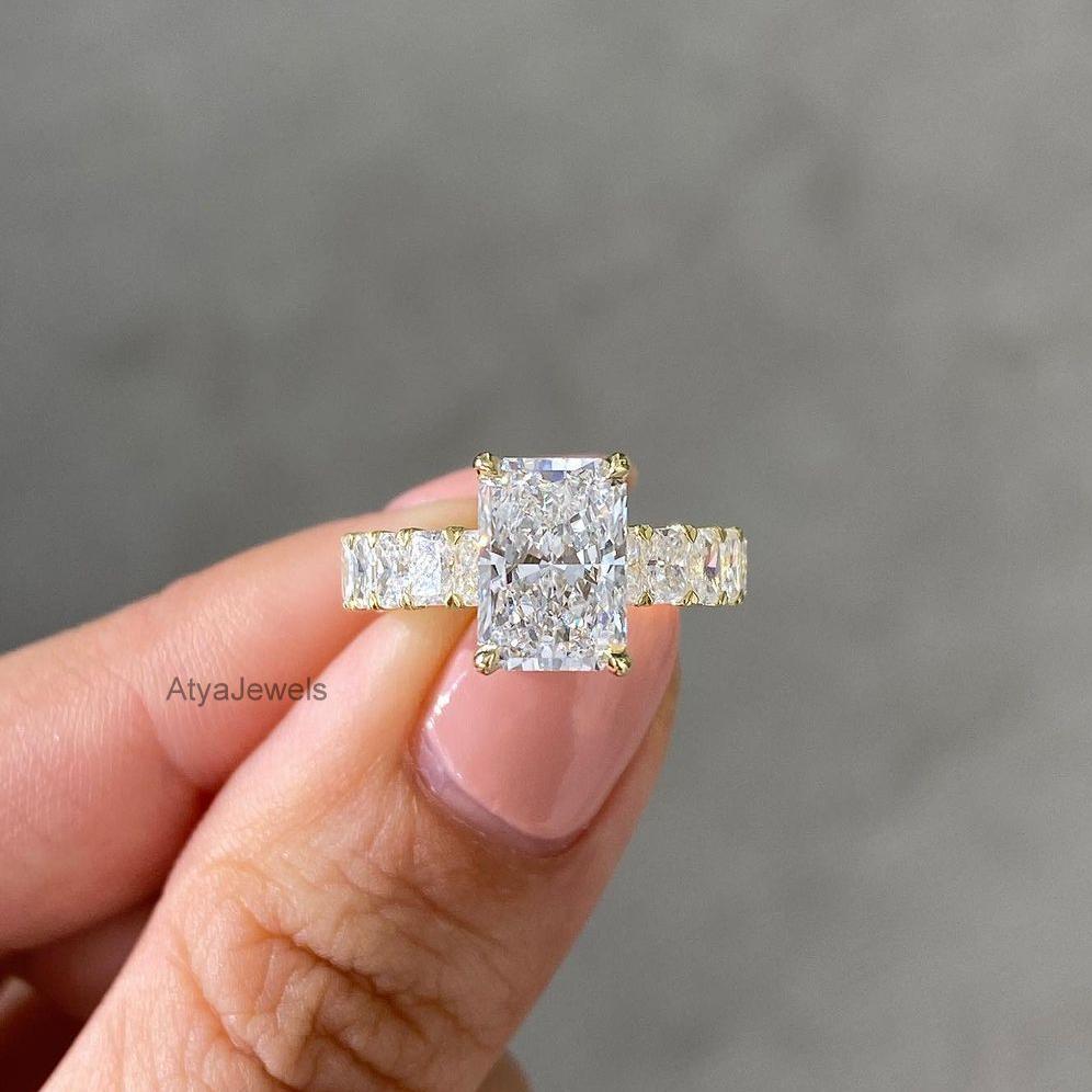 3.50 CT Radiant Cut Moissanite Engagement Ring