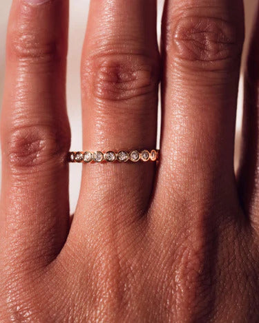 Bezel Set Round Brilliant Cut Lab Grown Diamond Art Deco Wedding Band