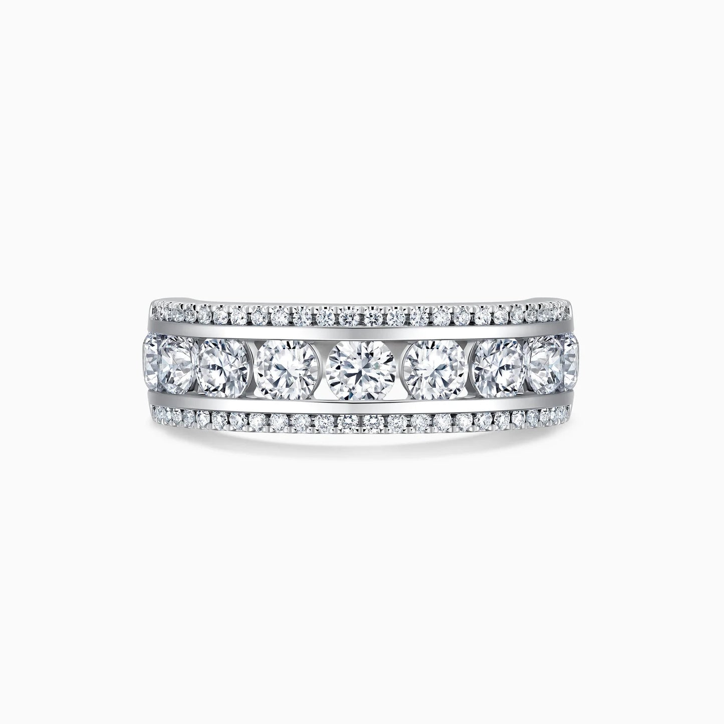 2.00 TCW ROUND CUT MOISSANITE DIAMOND TRIPLE ROWS WEDDING BAND