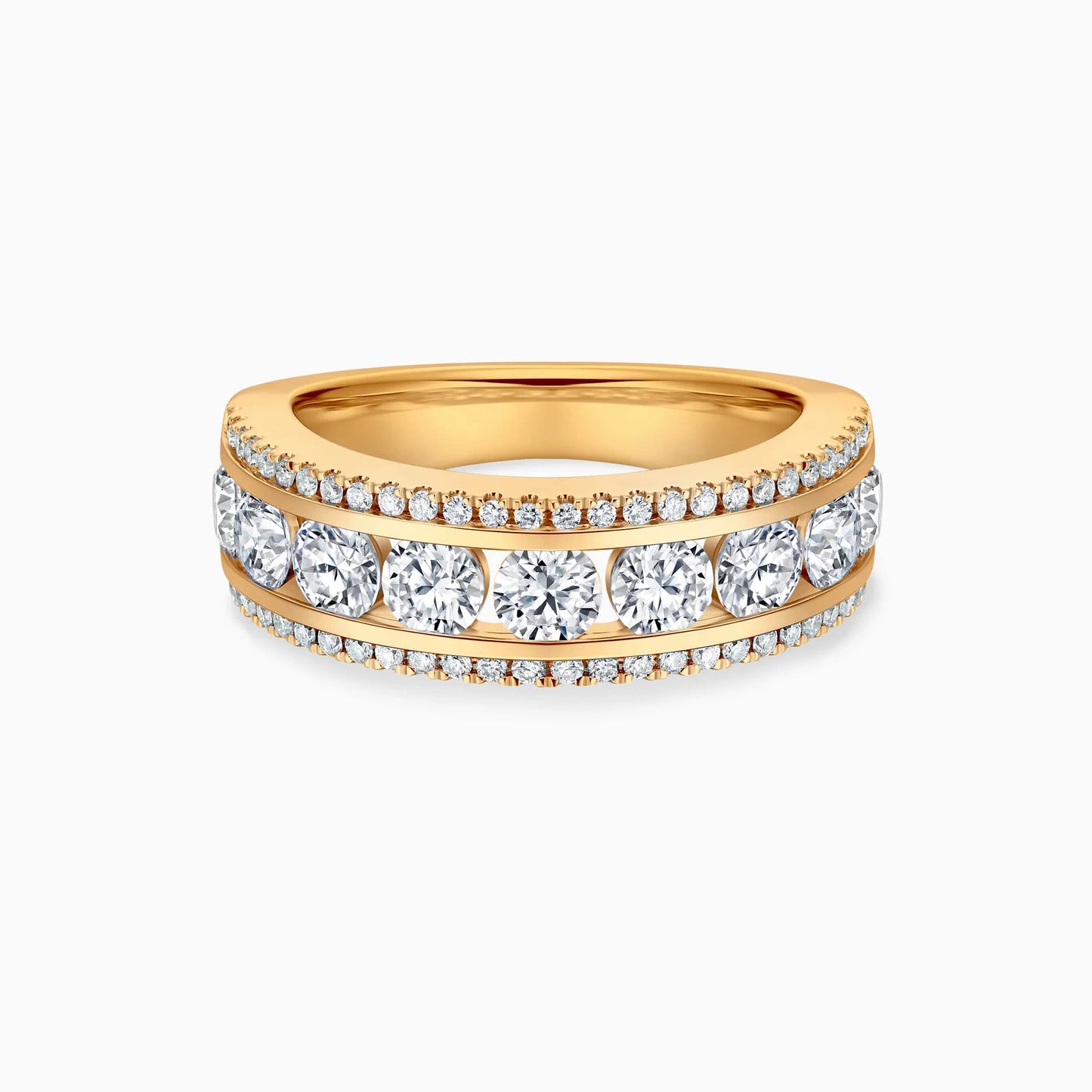 2.00 TCW ROUND CUT MOISSANITE DIAMOND TRIPLE ROWS WEDDING BAND