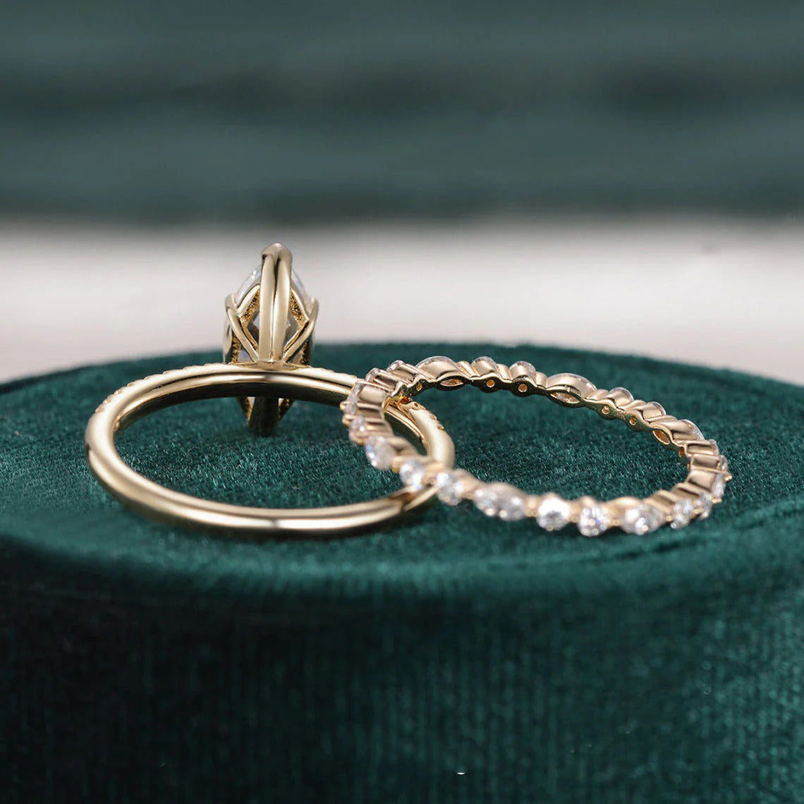 2.00 CT Marquise Cut Moissanite Bridal Ring Set
