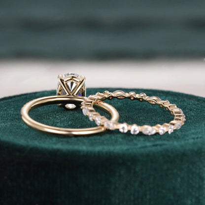 1.50 CT Oval Cut Moissanite Bridal Wedding Ring Set