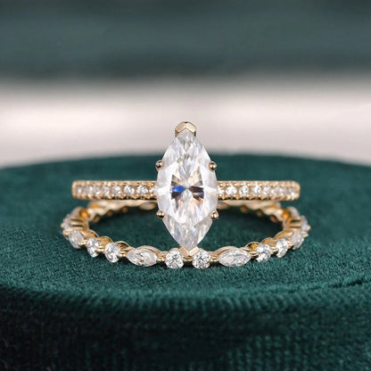 2.00 CT Marquise Cut Moissanite Bridal Ring Set