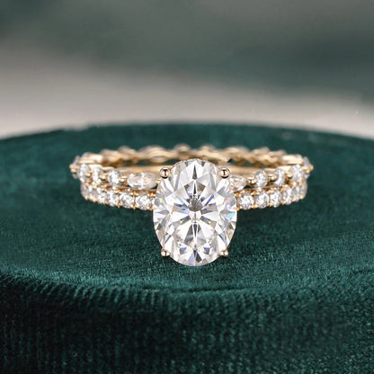 2.00 CT Oval Cut Moissanite Bridal Wedding Ring Set