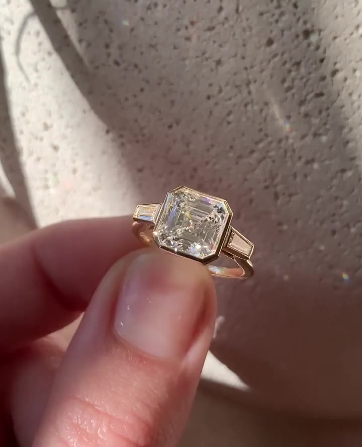 3.00 CT Asscher Cut Moissanite Anniversary Ring