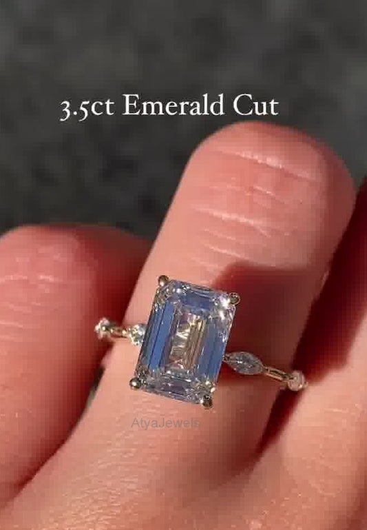 4.00 CT Emerald Cut Moissanite Anniversary Ring