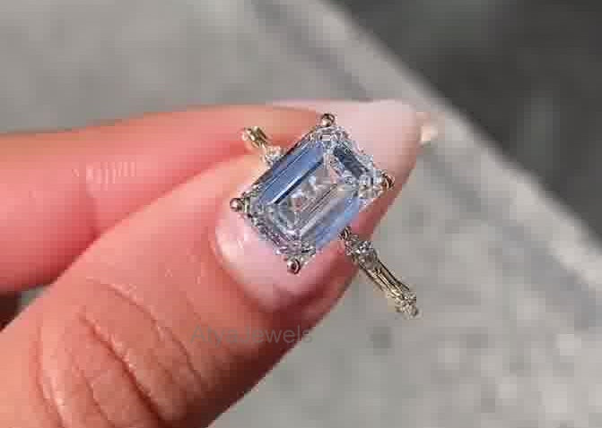 4.00 CT Emerald Cut Moissanite Anniversary Ring