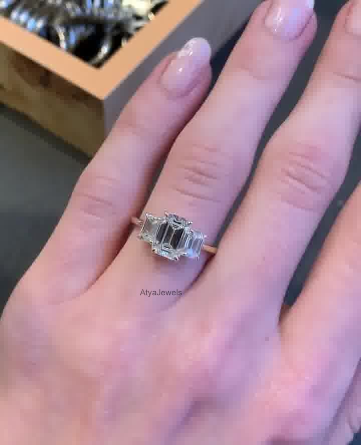 4.00 CT Emerald Cut Moissanite Engagement Ring