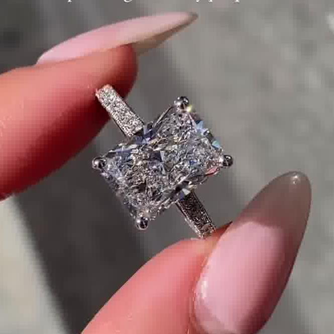 4.30 CT Radiant Cut Moissanite Engagement Ring