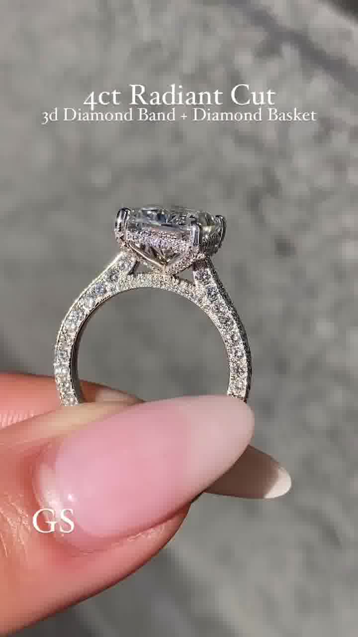 4.30 CT Radiant Cut Moissanite Engagement Ring