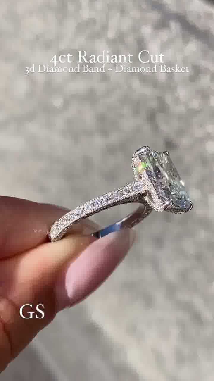 4.30 CT Radiant Cut Moissanite Engagement Ring