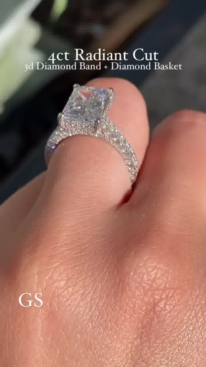 4.30 CT Radiant Cut Moissanite Engagement Ring