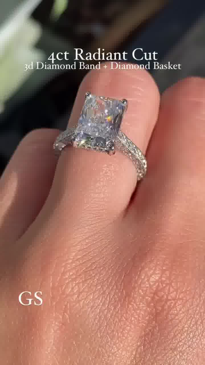 4.30 CT Radiant Cut Moissanite Engagement Ring