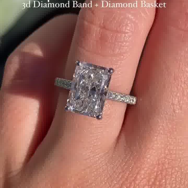 4.30 CT Radiant Cut Moissanite Engagement Ring