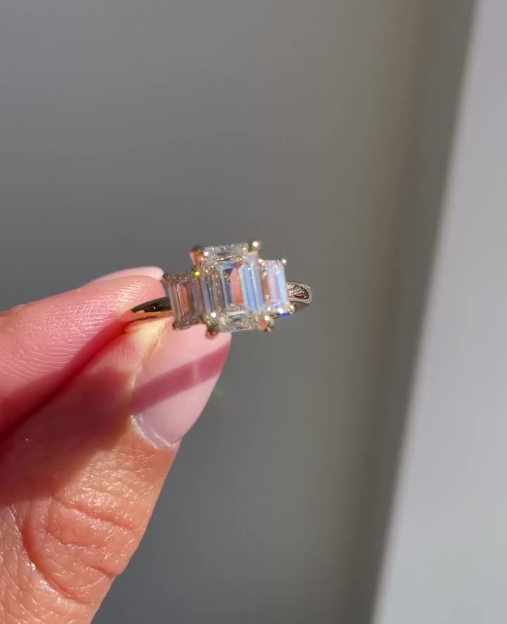 2.50 CT Emerald Cut Moissanite Engagement Ring