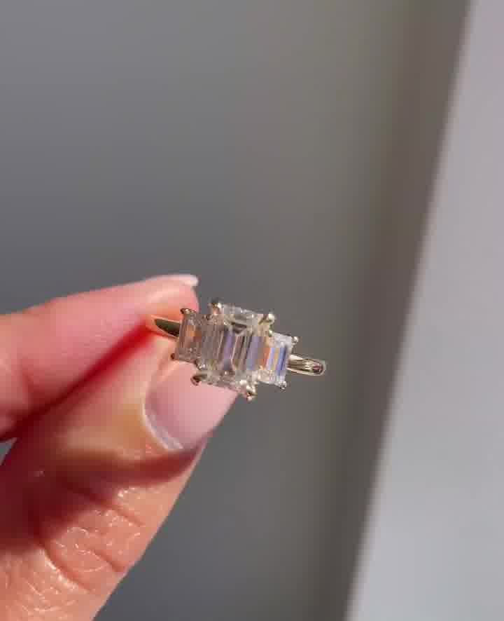 2.50 CT Emerald Cut Moissanite Engagement Ring