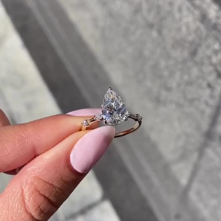 3.00 CT Pear Cut Moissanite Engagement Ring