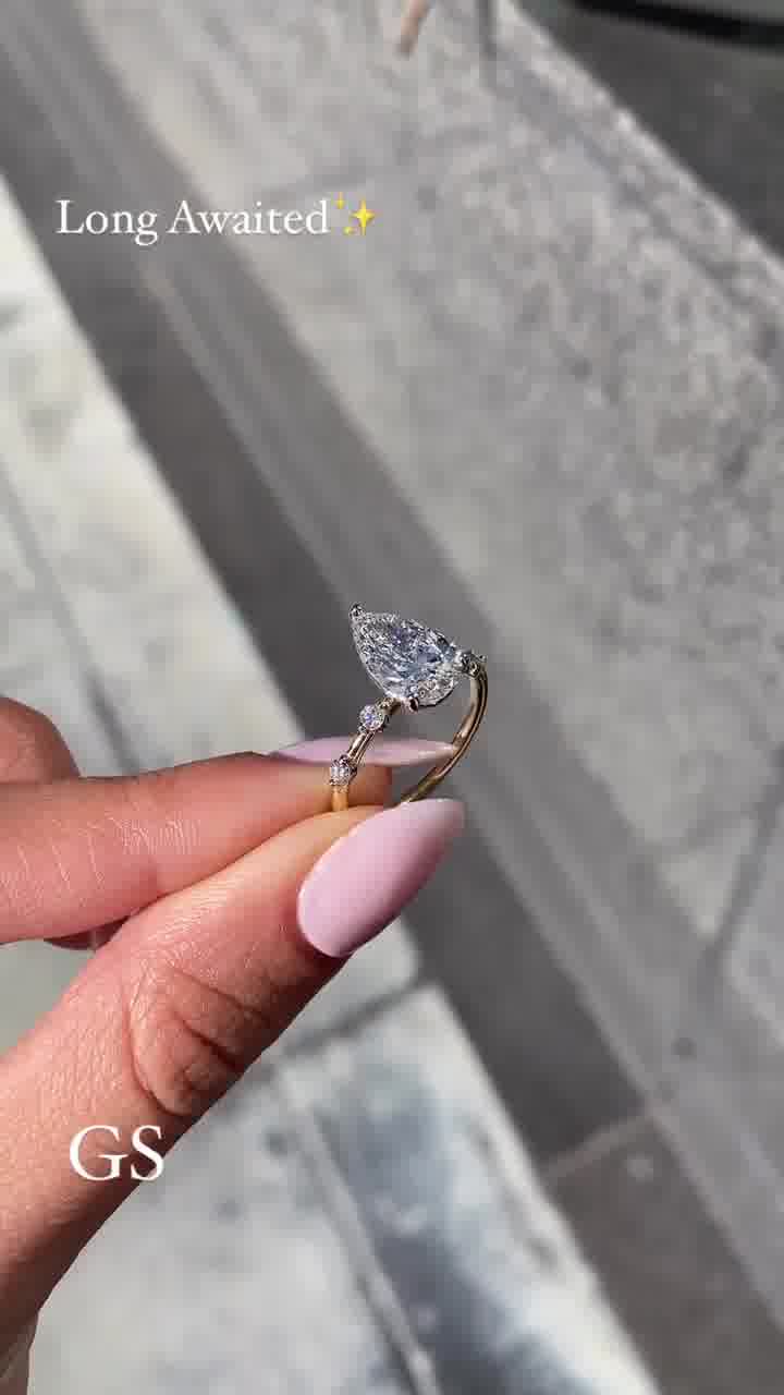 3.00 CT Pear Cut Moissanite Engagement Ring