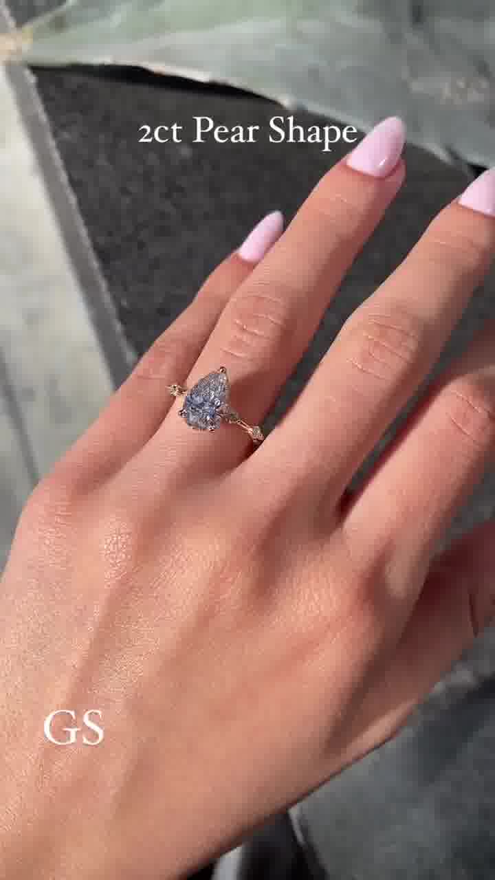 3.00 CT Pear Cut Moissanite Engagement Ring