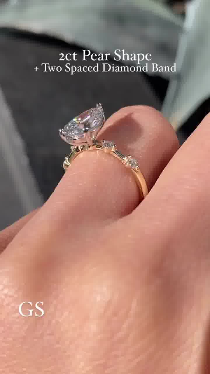 3.00 CT Pear Cut Moissanite Engagement Ring