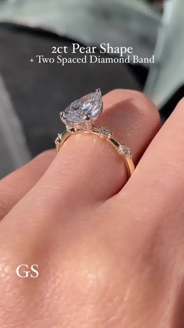 3.00 CT Pear Cut Moissanite Engagement Ring