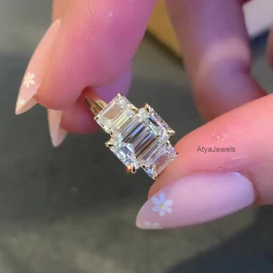 4.00 CT Emerald Cut Moissanite Engagement Ring