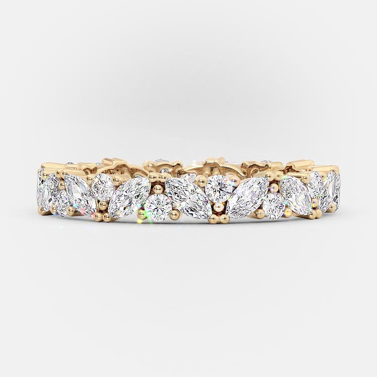 0.50 CT Marquise & Round Cut Lab Grown Diamond Wedding Band For her