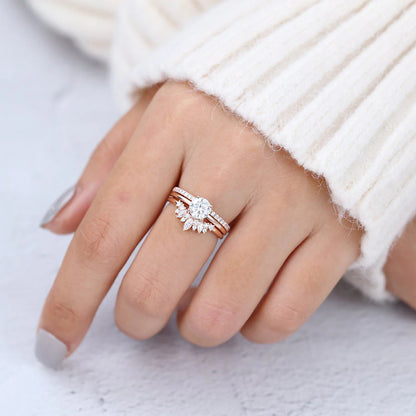 2.00 CT Round Cut Moissanite Bridal Wedding Ring Set