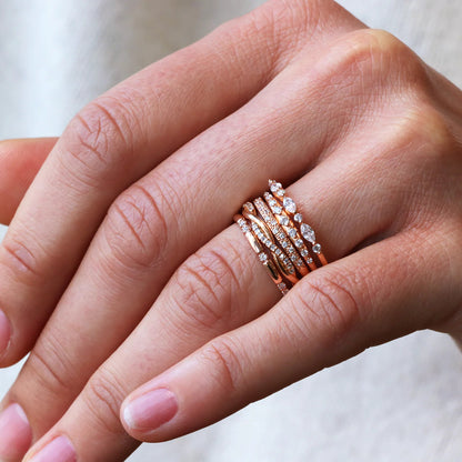 0.40 TCW Marquise and Round Cut Half Eternity Wedding Band