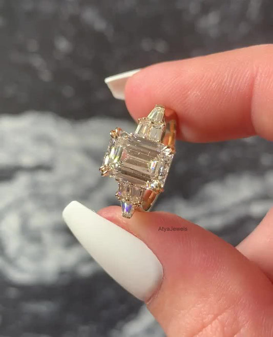 2.50 CT Emerald Cut Moissanite Engagement Ring