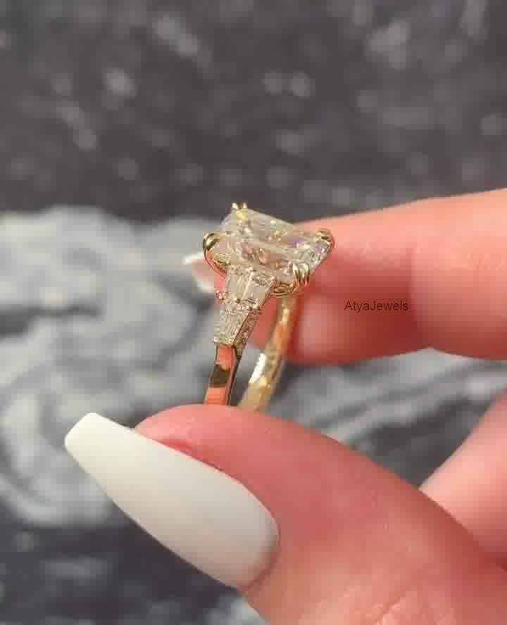 2.50 CT Emerald Cut Moissanite Engagement Ring