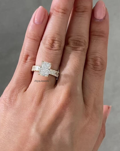 3.50 CT Radiant Cut Moissanite Engagement Ring